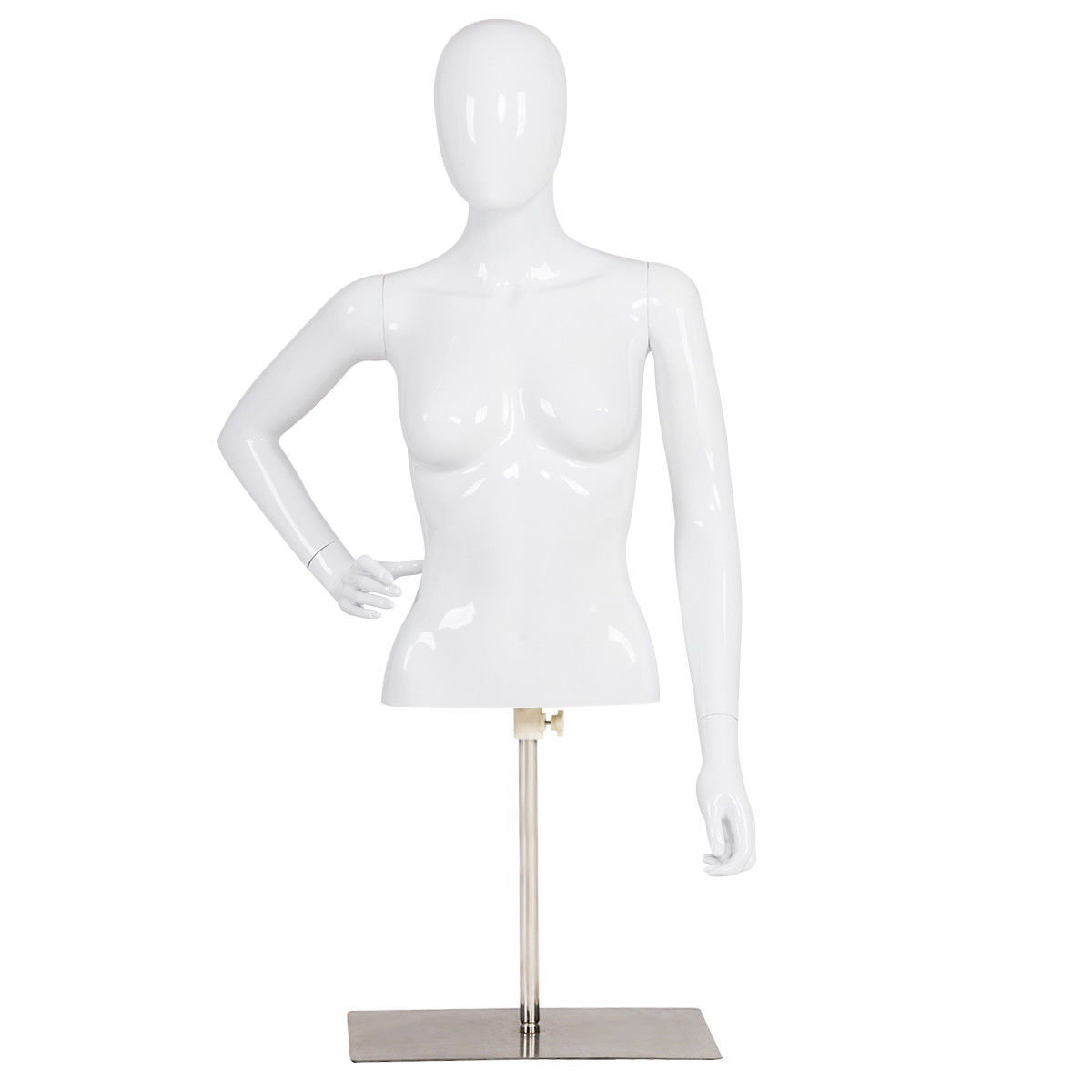 NEW Female Mannequin Plastic Realistic Display Head Turns Dress Form w/ Base